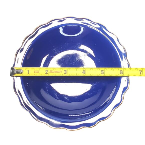 Vtg Cobalt Blue Pheasants & Gold Peony Pitcher & Basin Decorative Birds - Picture 10 of 12